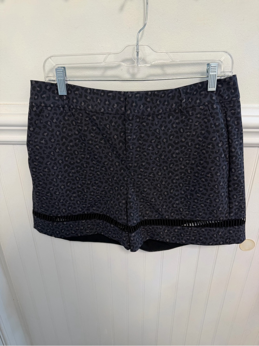 Rebecca Taylor Charcoal Leopard Print Dressy Shorts with Trim